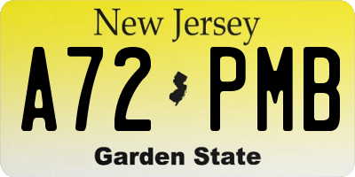 NJ license plate A72PMB