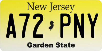 NJ license plate A72PNY