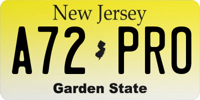 NJ license plate A72PRO