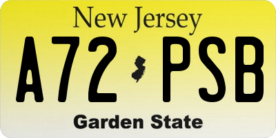 NJ license plate A72PSB