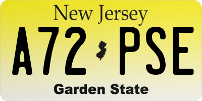NJ license plate A72PSE