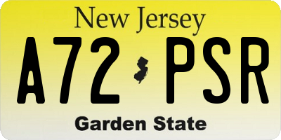 NJ license plate A72PSR