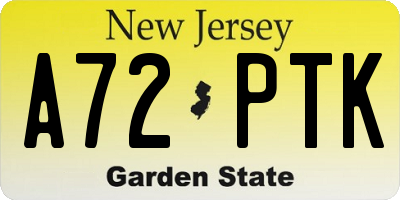 NJ license plate A72PTK