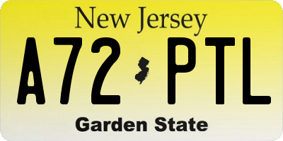 NJ license plate A72PTL