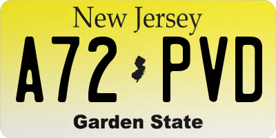 NJ license plate A72PVD
