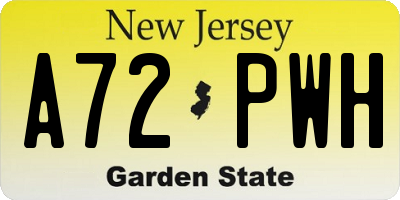 NJ license plate A72PWH