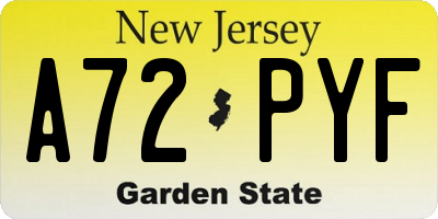 NJ license plate A72PYF