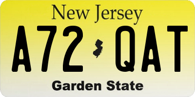 NJ license plate A72QAT