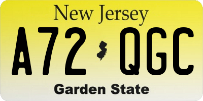 NJ license plate A72QGC