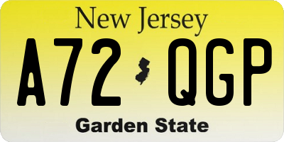 NJ license plate A72QGP