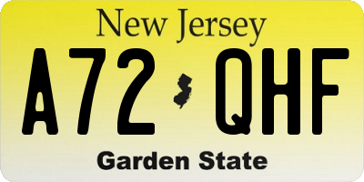NJ license plate A72QHF