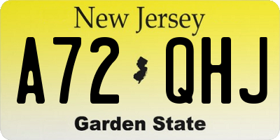 NJ license plate A72QHJ