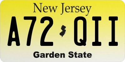 NJ license plate A72QII