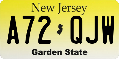 NJ license plate A72QJW