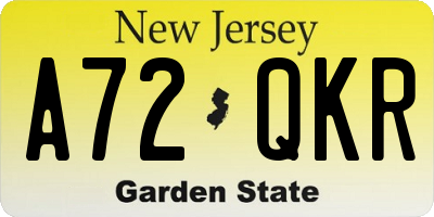 NJ license plate A72QKR