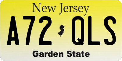 NJ license plate A72QLS