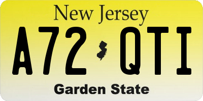 NJ license plate A72QTI