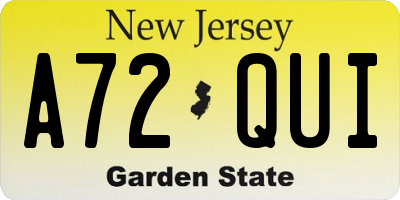 NJ license plate A72QUI