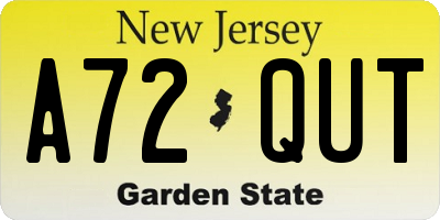 NJ license plate A72QUT