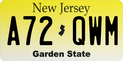 NJ license plate A72QWM