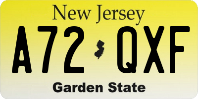 NJ license plate A72QXF