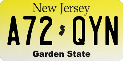 NJ license plate A72QYN