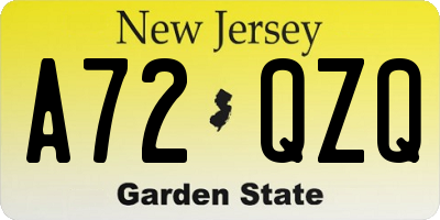 NJ license plate A72QZQ