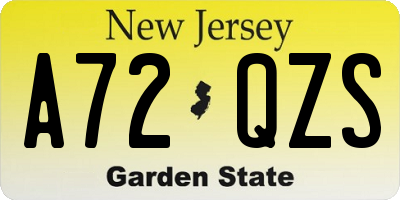 NJ license plate A72QZS