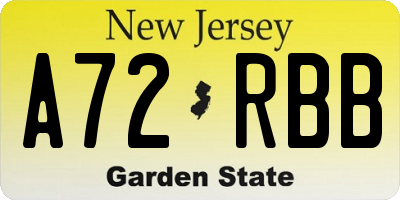 NJ license plate A72RBB