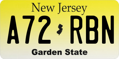 NJ license plate A72RBN