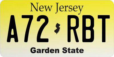 NJ license plate A72RBT