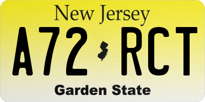 NJ license plate A72RCT
