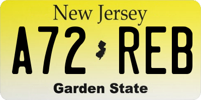 NJ license plate A72REB