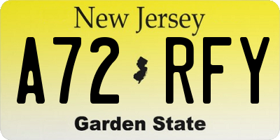 NJ license plate A72RFY