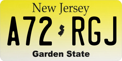 NJ license plate A72RGJ