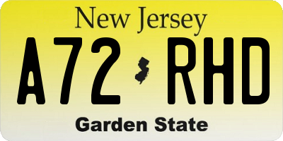 NJ license plate A72RHD