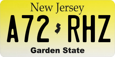 NJ license plate A72RHZ