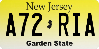 NJ license plate A72RIA