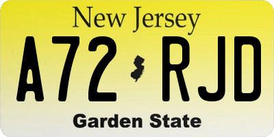 NJ license plate A72RJD