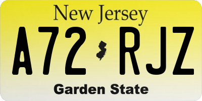 NJ license plate A72RJZ