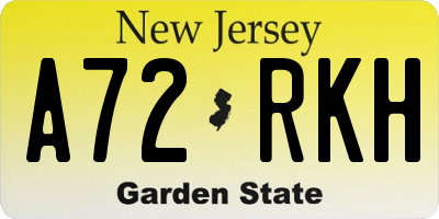 NJ license plate A72RKH