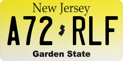 NJ license plate A72RLF