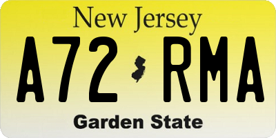 NJ license plate A72RMA