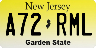 NJ license plate A72RML