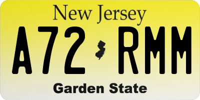 NJ license plate A72RMM