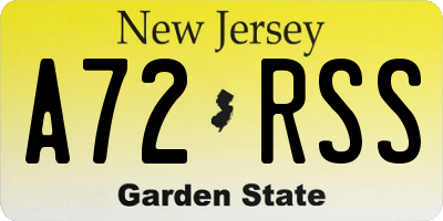 NJ license plate A72RSS