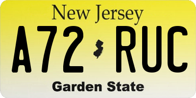 NJ license plate A72RUC