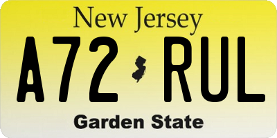 NJ license plate A72RUL