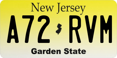 NJ license plate A72RVM