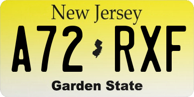 NJ license plate A72RXF